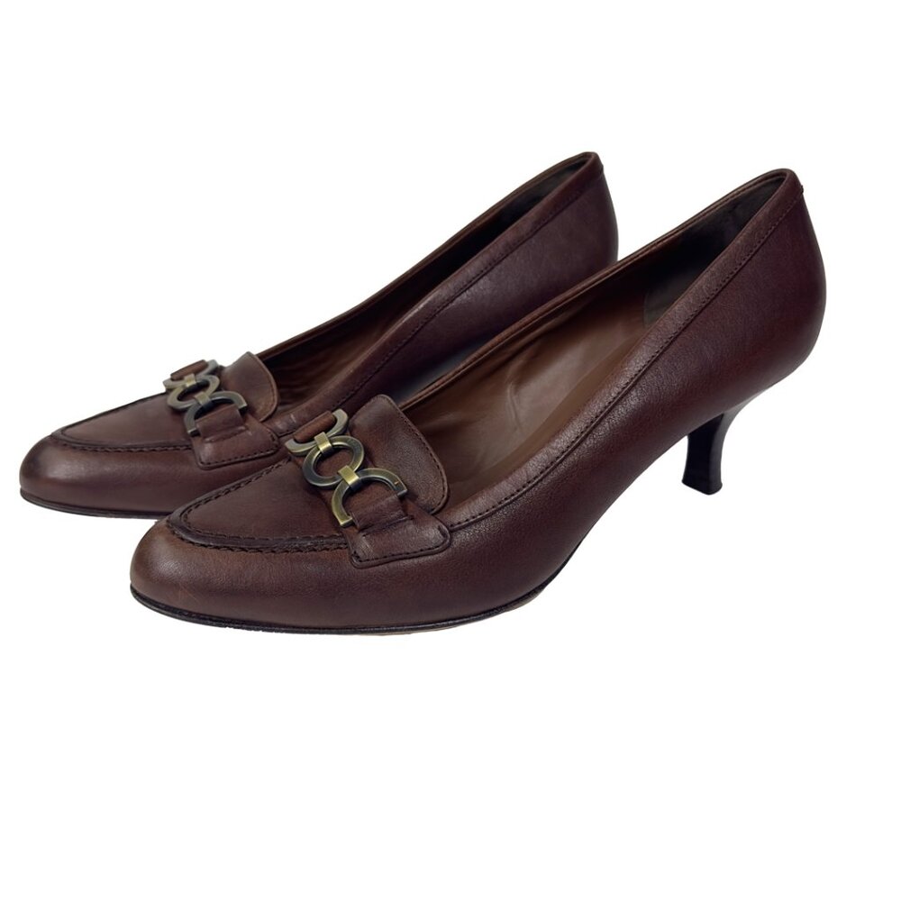 Bally Women’s Leather Kitten Heels Brown Pumps Italy Size 9.5 US 40 EU